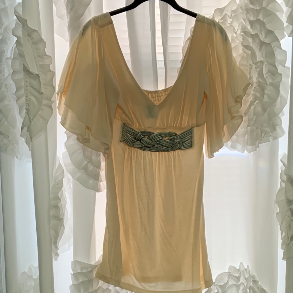 Elegant Yellow Women's Top with Braided Detail